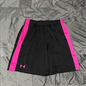 Under Armour Black Shorts with Pink Stripes